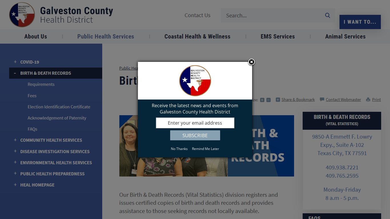 Birth & Death Records | Galveston County Health District - GCHD